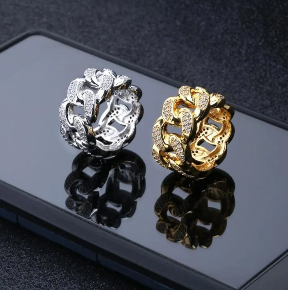 HipHop Rings Jewelry Luxury Exquisite Gold Silver Plated Style Copper Cluster Rings Grade Quality Glaring Zircon Finger Rin8482171