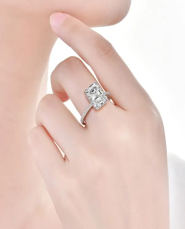 Wong Rain Classic 100 925 prata esterlina 8 11 mm criada Moissanite Gemstone Wedding noivado anel de jóias finas Q13086377