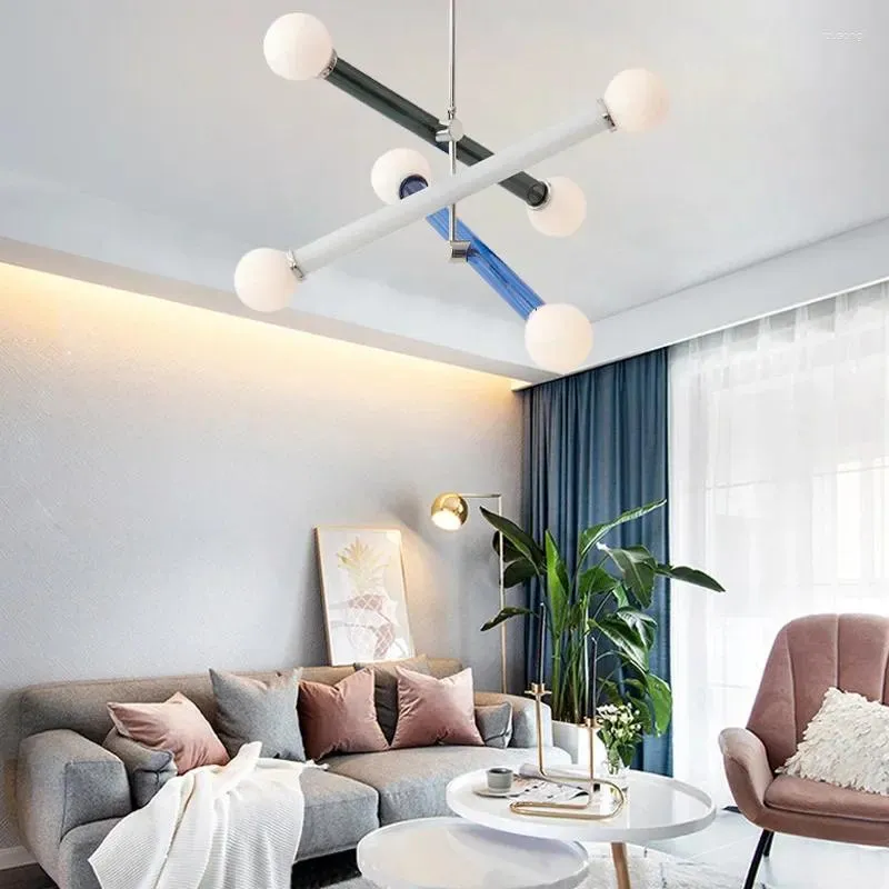 Kronleuchter minimalistisch farbenfrohe Kronleuchter Art Deco Esszimmer Salon Hanging Schlafzimmer Laden Beleuchtung G9 Drop