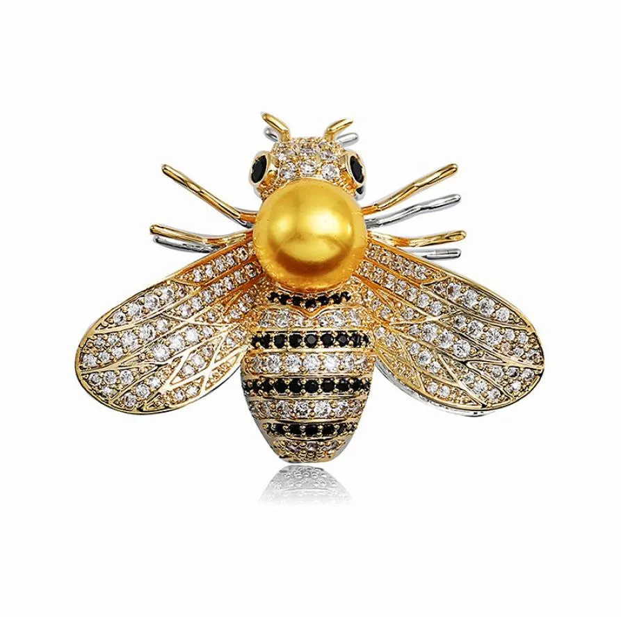 NUEVO MOMENTO MENOS MUJERES Traje de traje Broche Pin amarillo blanco Cz broche de abeja chapado para hombres para la boda de la fiesta nl6254886653