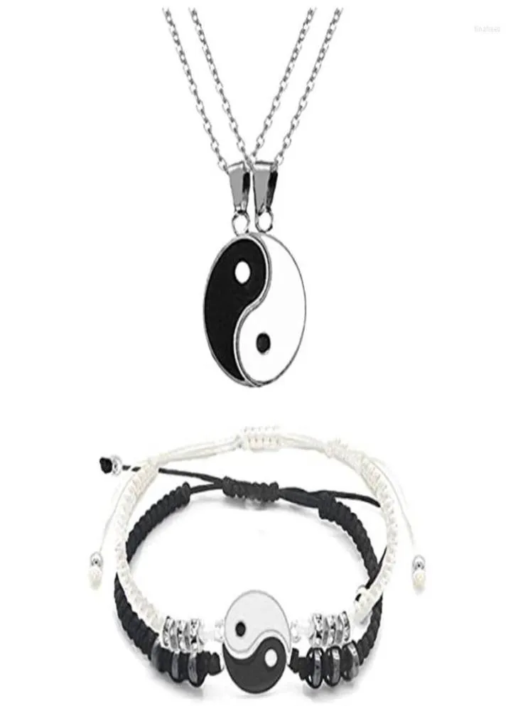 Chains Fashion Creative Gossip Figure Yin Yang Couple Necklace Leather Bracelet For Women Men Birthday Anniversary Jewelry Gift7072590