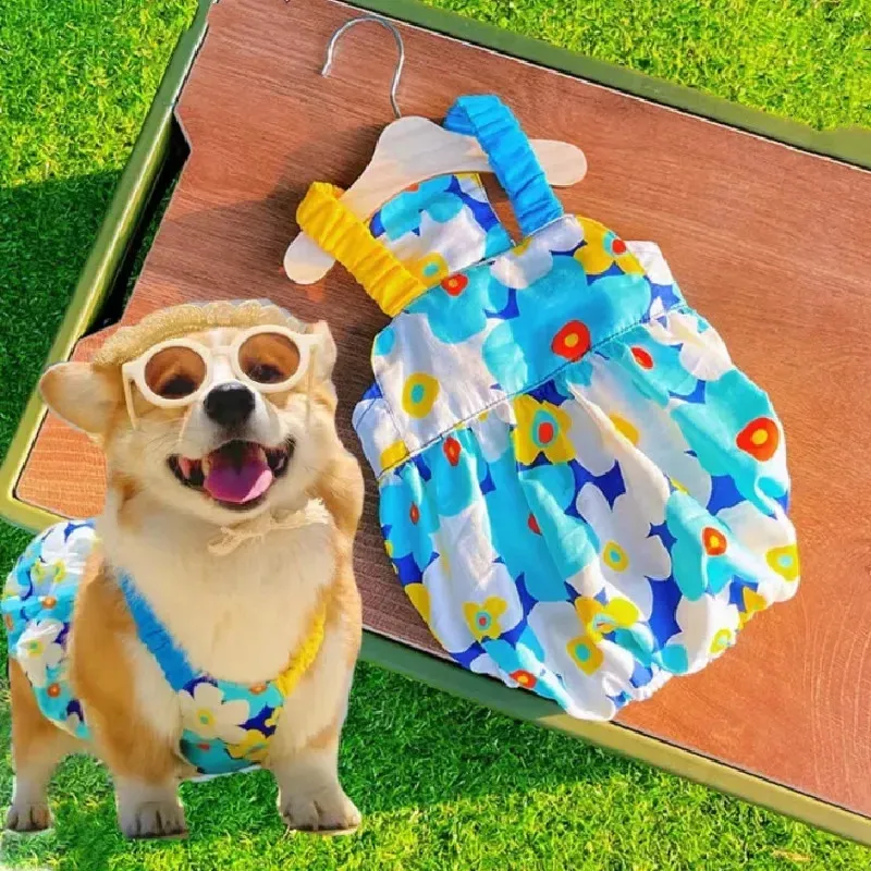 Summer Dog Dress Poodle Shiba Inu Samoyed Husky Golden Retriever Clothes Big Large Welsh Corgi Clothing Pet Apparel 240429
