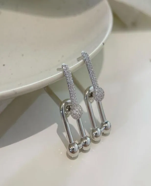 topkwaliteit 925 zilveren harde slijtage bengele strass oorbellen voor vrouwen grote size1813300