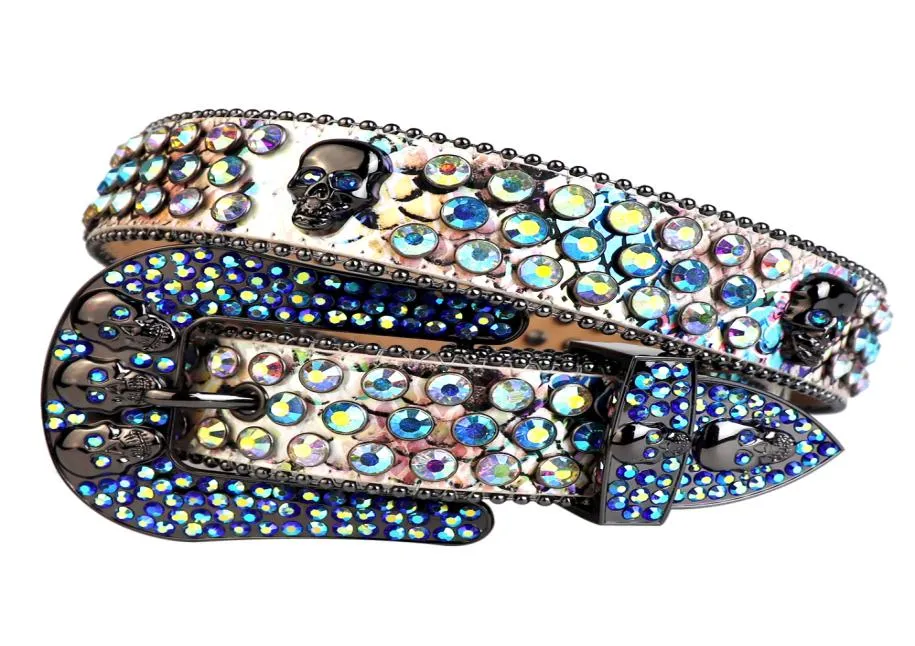 Ceinture de cow-boy de cow-boy occidental Bling Crystal ceinture en strass avec camouflage en cuir de serpent crâne à la ceinture de taille grande taille unisexe mode 7630963