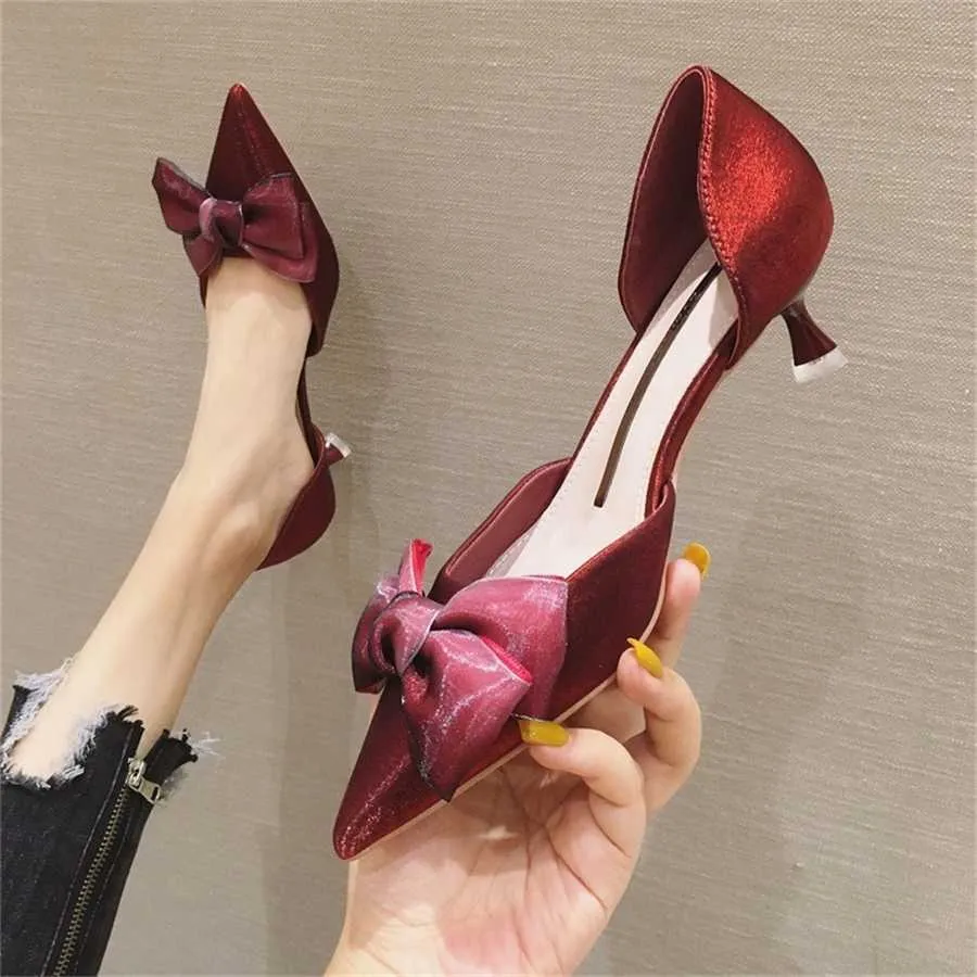 Hip Summer Sandal Women Shoes Celebrity High Heel Sandals Hollow Pointed Thin Bow Commuter Dress Shoes 240228