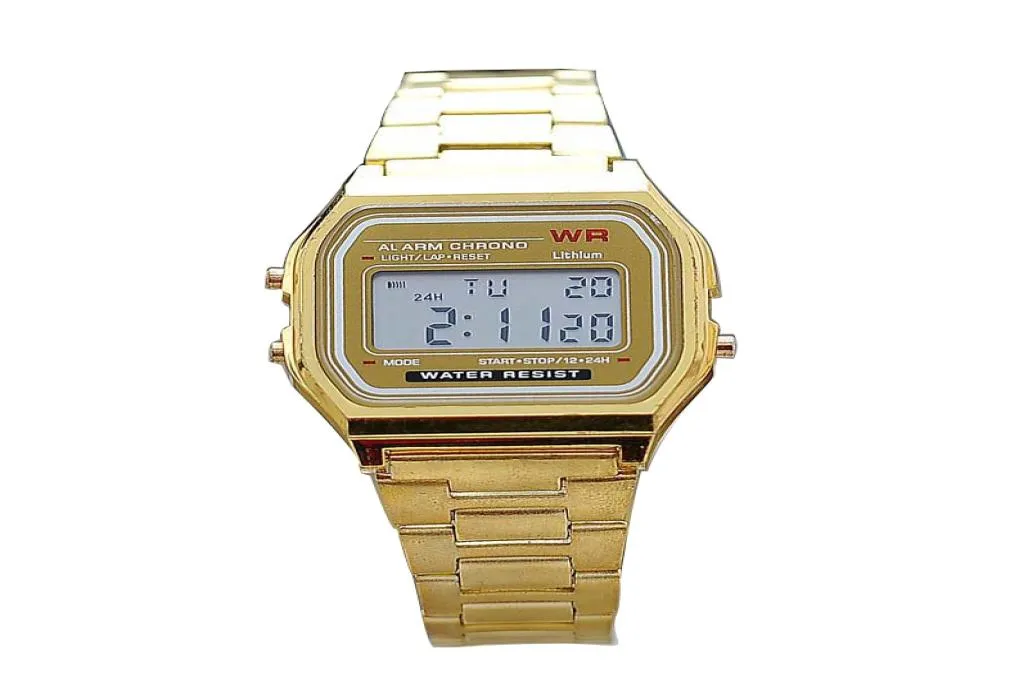 Gold Silver Electron watch Metal strap Men Business Led Wristwatch Top Brand Dress Watch for 5346198