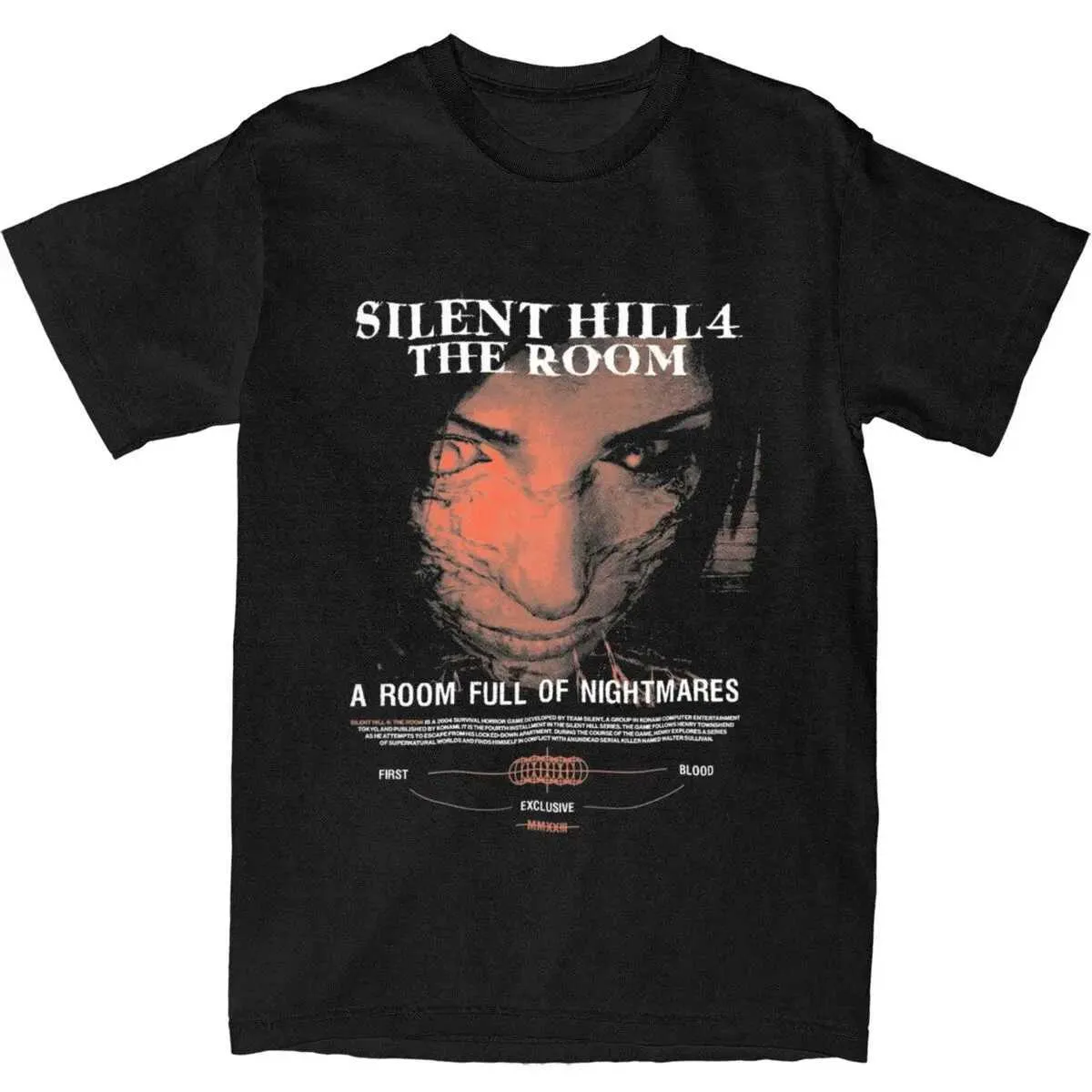 Męskie koszulki Silent Hill 4V T-shirt para horror wideo vintage bawełniana koszulka T-shirt Summer O-Neck T-shirt Extra duży topl2405