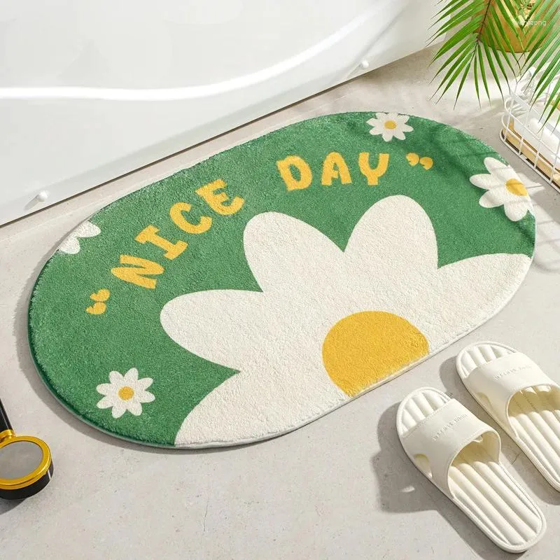 Carpets Small Fresh Floor Mats Soft Flowers Words Rugs Home Entrance Bedroom Toilet Bathroom Door Absorbent Non-Slip Foot Pad