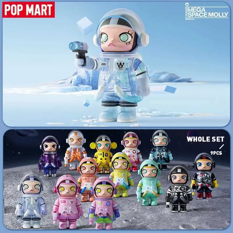 Blind Box Mart Mega Space Molly 100% серия 02-B Mystery Box 1pc/9pcs Popmart Blind Box Рисунок T240506