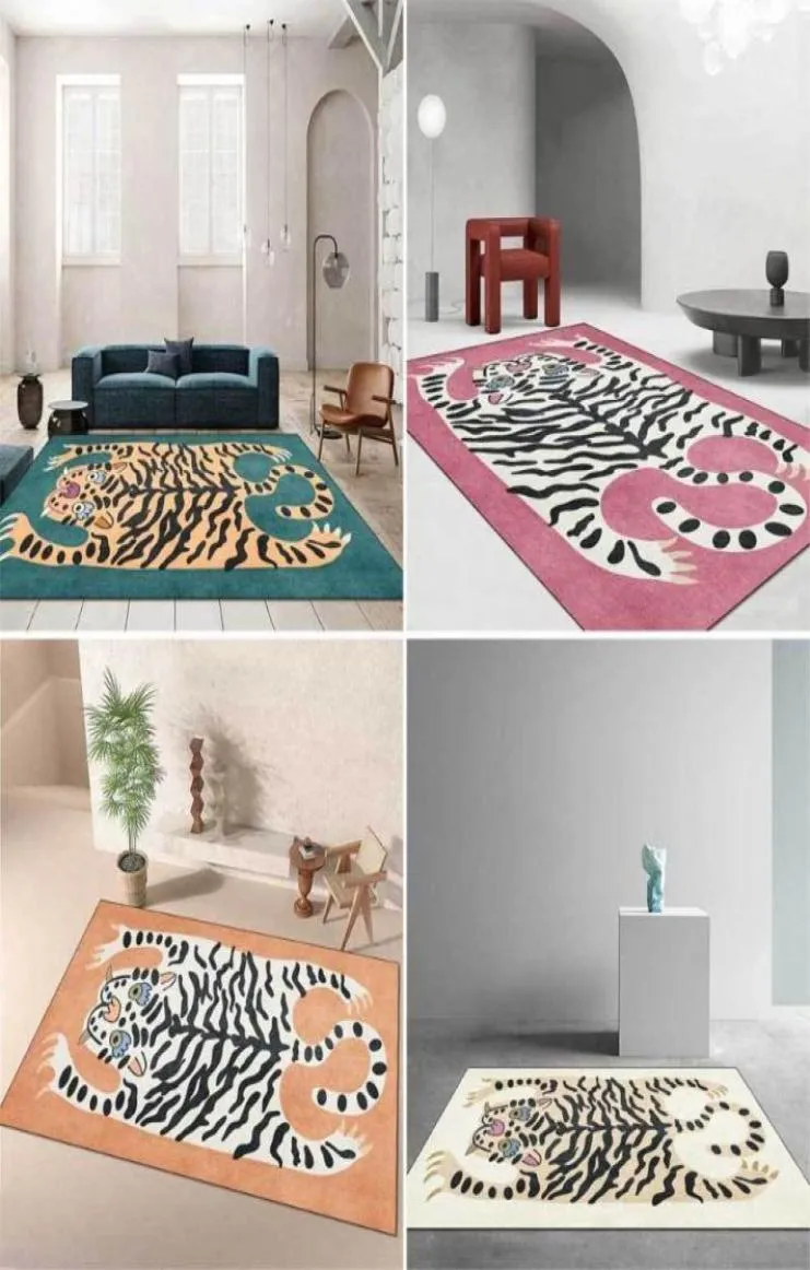 Nouveau dessin animé des animaux de la série de tapis de jeu de tapis de jeu de tapis de jeu mignon Tiger Skin 3D Carpets imprimés pour enfants tapis de jeu de chambre à domicile