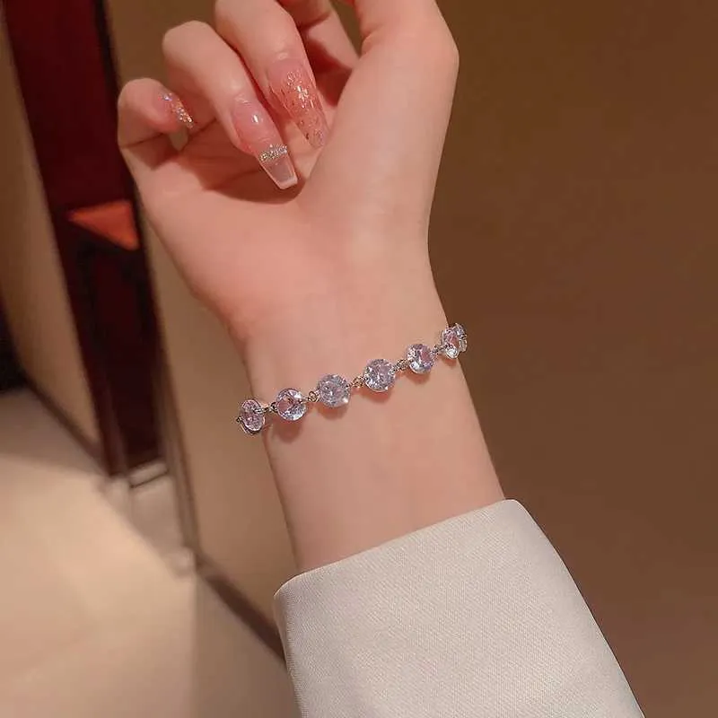Bangle Shiny Sier Color Adjustable Crystal Zircon For Women 2024 New Fashion Platinum Plating Bracelet Jewelry Gift_voghion.com