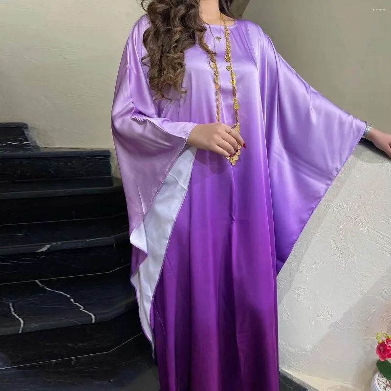 Roupas étnicas Modestas de cetim abaya Mulheres muçulmanas Manga de morcego solto maxi vestido maxi peru dubai kaftan manto árabe eid party jalabiya caftan