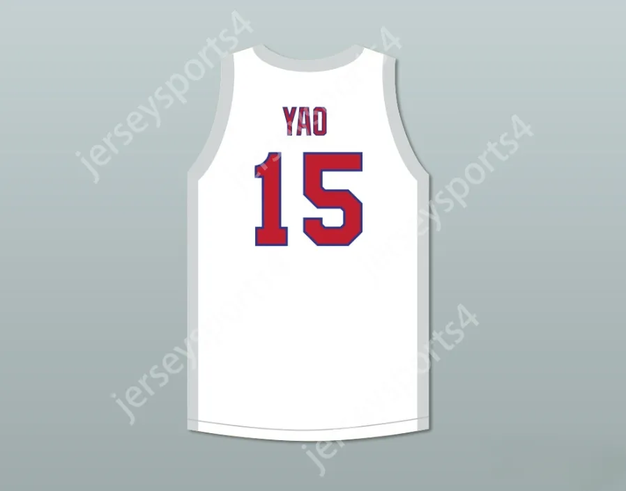 Özel Nay Mens Gençlik/Çocuk Yao Ming 15 Şangay Köpekleri Alternatif Beyaz Basketbol Forması CBA Yaması Üst Dikişli S-6XL