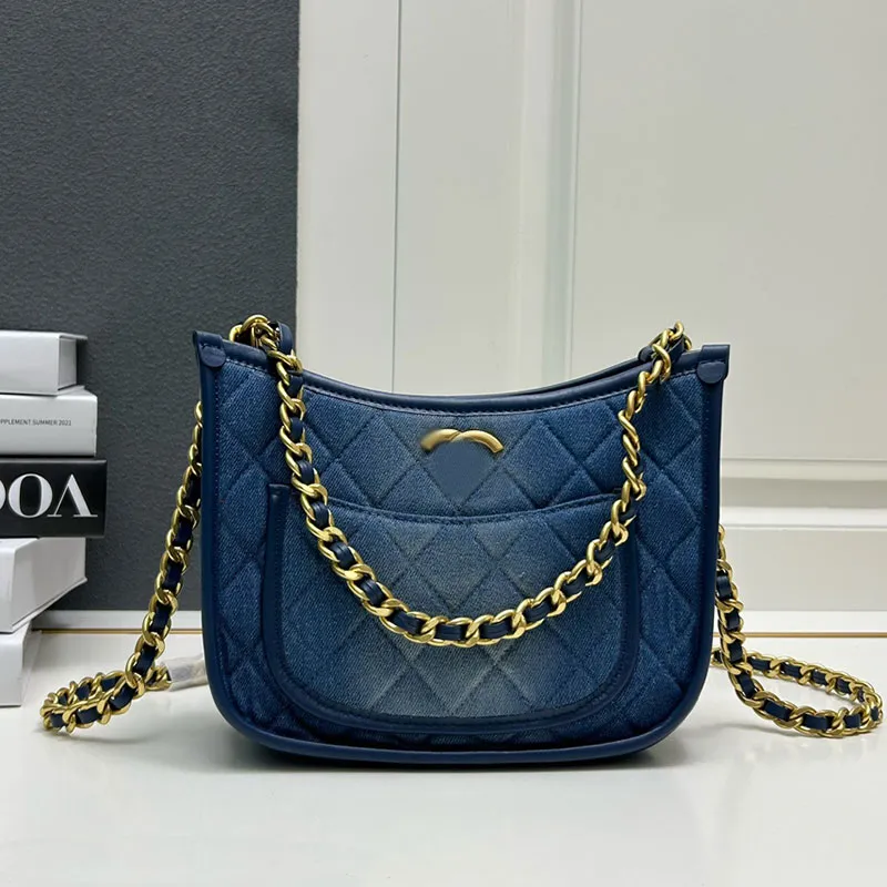 Bolsa de diseñador Retro Denim Mujeres bolsas de bolsas de hombro azul profundo billetera de axila de lujo