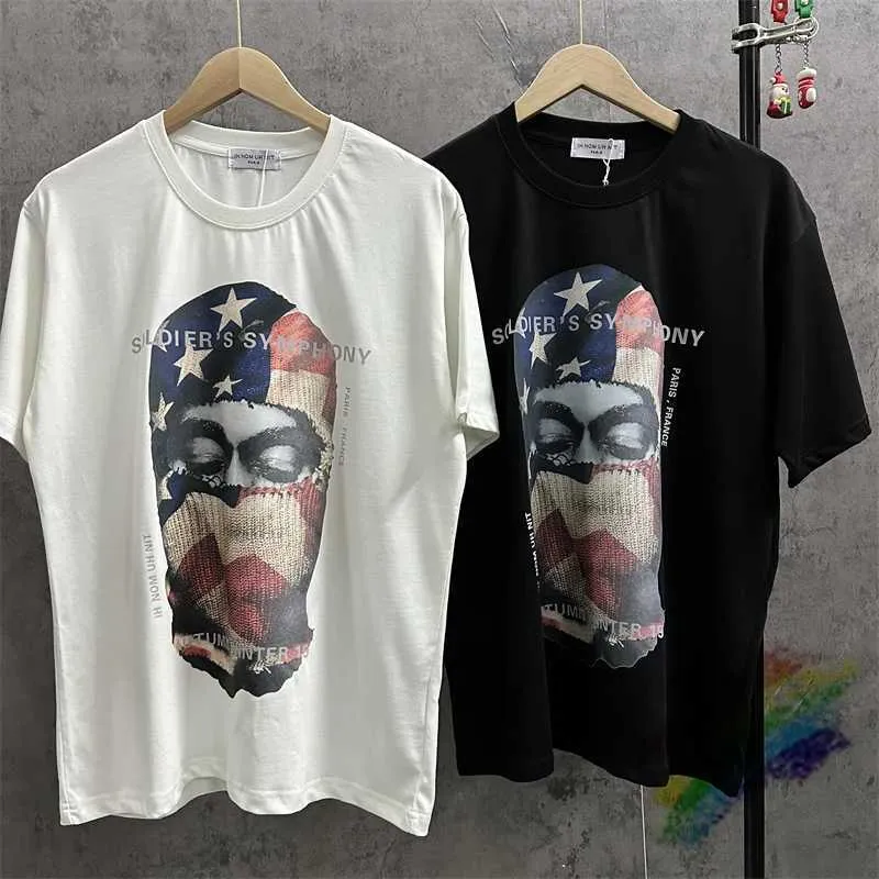 T-shirts masculins New ih Nom Uh nit American Flag Mask t Men Women High Quty Paris T-shirt Tops Short Slve T240508