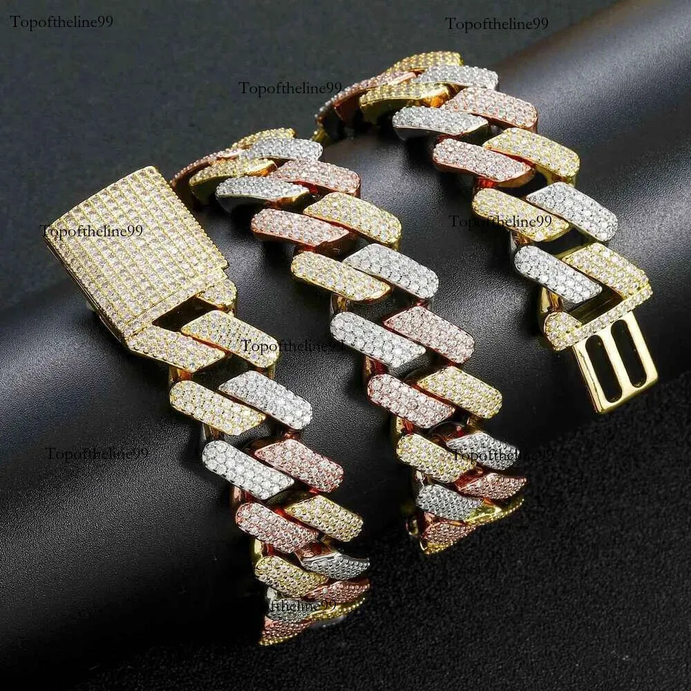 Necklace da 20 mm in oro rosa Miami Cuban Link Catena Custom Pass VVS Moissanite Diamond Tester Hip Hop Jewelry Bracciale per Man and Women Original Edition