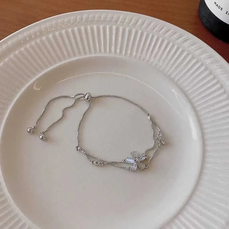 Bracciale a fiore in cristallo e zirconia per donna bracciale doppio_voghion.com