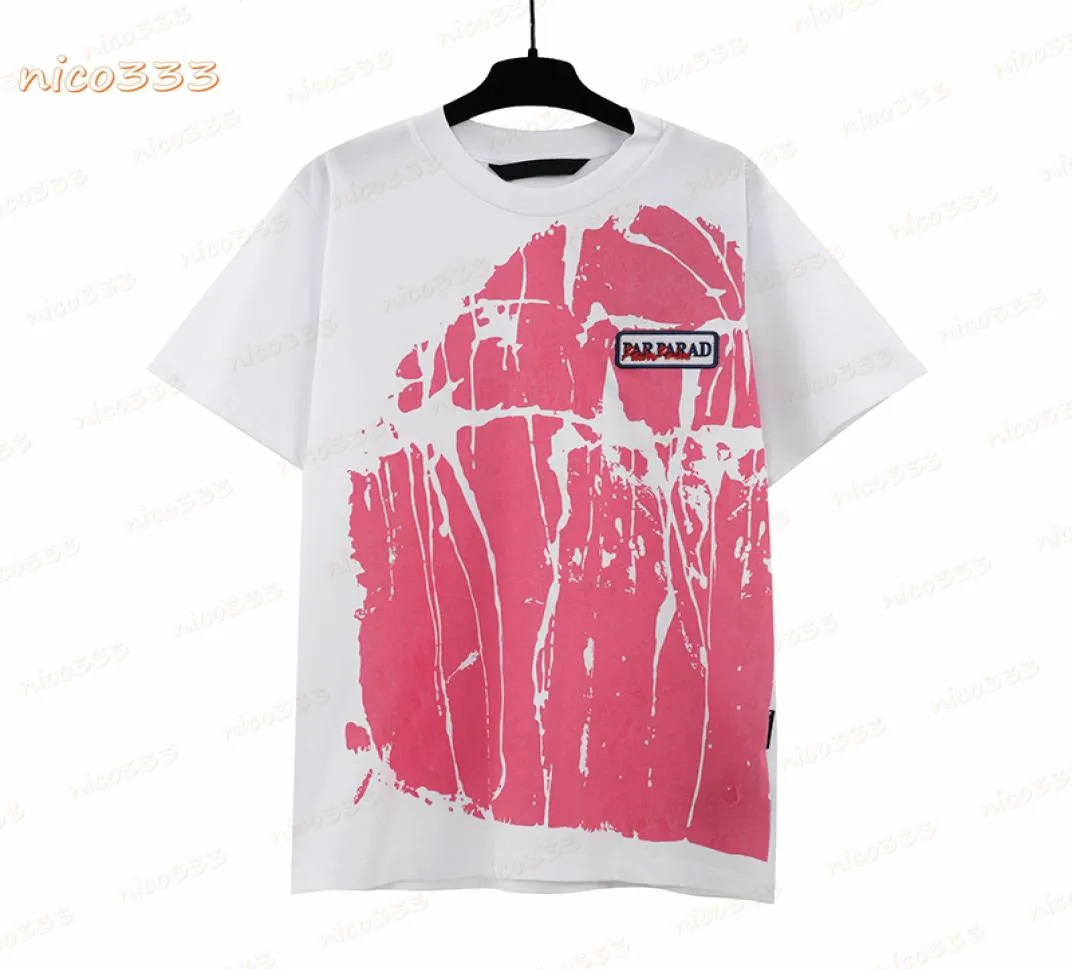 23SS Новая футболка розовая граффити для печати