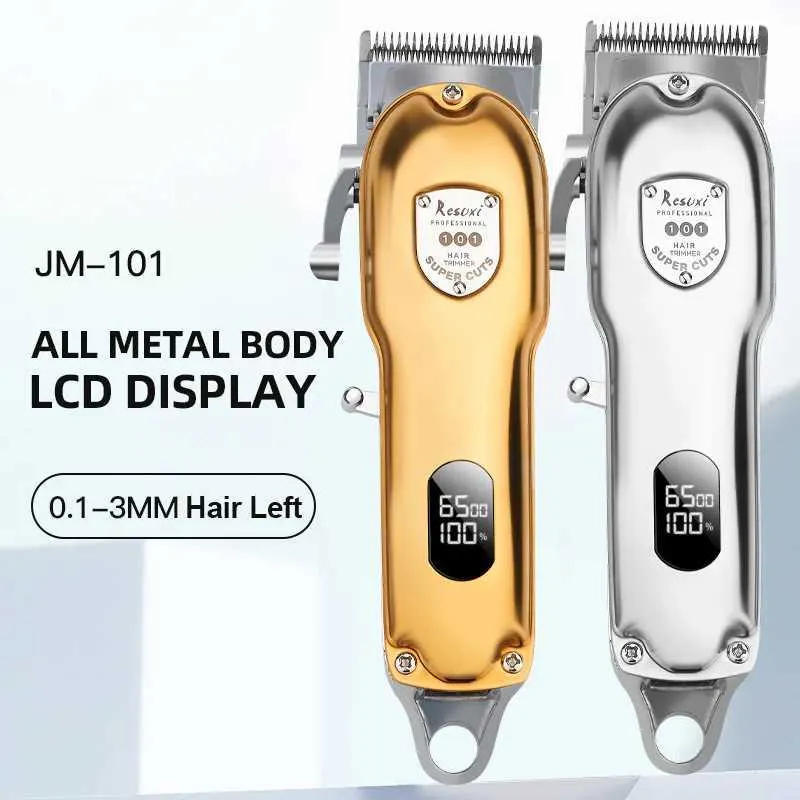 Electric Shavers RESUXI JM-101 Professional Cordless Hair Clipper All Metal Hair Trimmer for Men Barber Beard Electric Hair Cutting Machine Tools T240507
