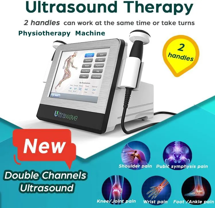 Çift Kanallar Ultrason Şok Dalgası Masaj Makinesi Fizyoterapi Ultrasonik Şok Dalgası Terapisi Yüksek Yoğunluklu Odaklı Ultrawave Ağrı Küfür Tedavisi