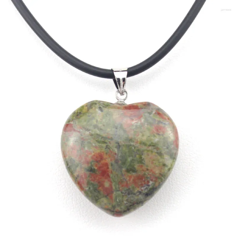 Colliers pendentifs 25x25 mm en forme de coeur Naturel Unakite Stone Perles pour femme cadeau en gros!