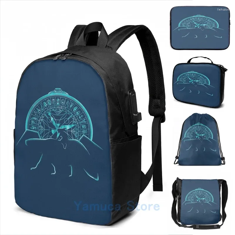 Backpack Funny Graphic Print Northern Lights USB Charge Men School Bags Women Bag Travel Laptop