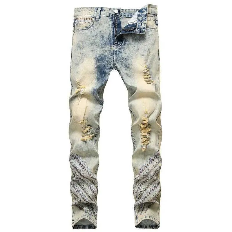 2020 Mens Retro Jeans Hip hop Rock Men Embroidered Pants Clothes Jean Homme Brand Distressed Ripped Denim Biker Jeans