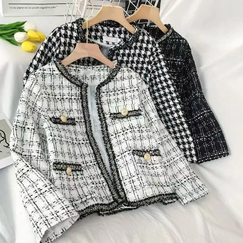 Vrouw jas vintage plaid plaid lange mouw o-neck open stitch runway ontwerper Cardigans modejas