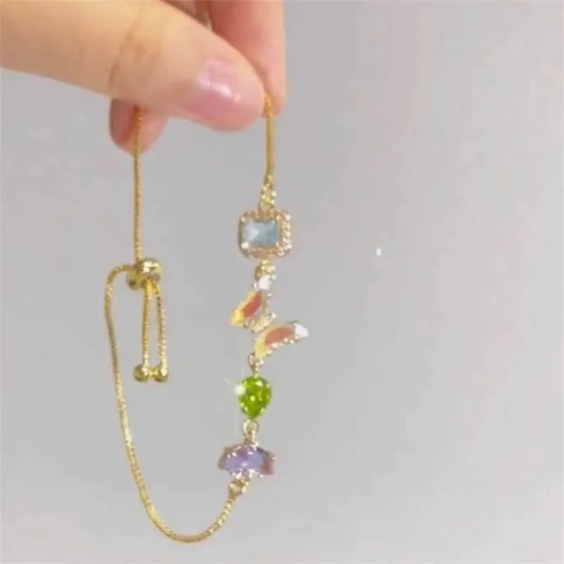 Bracciale farfalla regolabile con cristallo oro per donna_voghion.com