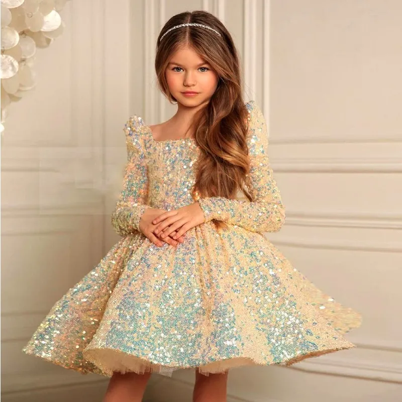 Vestido infantil dia feminino dia de manga longa pompadour vestido de pompadour menina de aniversário traje de vestido princesa