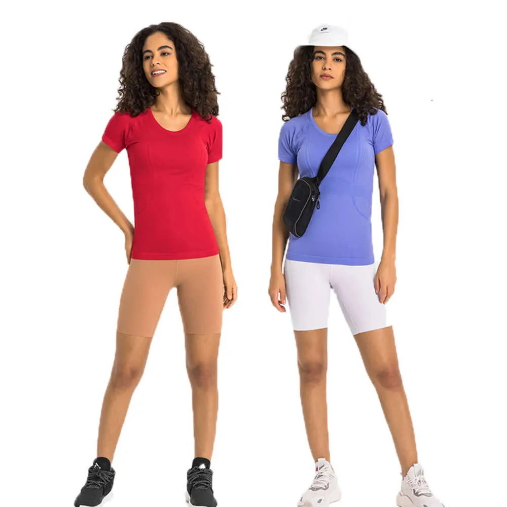 Maglietta da donna a maniche corte da yoga top sport workout top rotondi da corsa in corsa elastica abiti estivi traspiranti