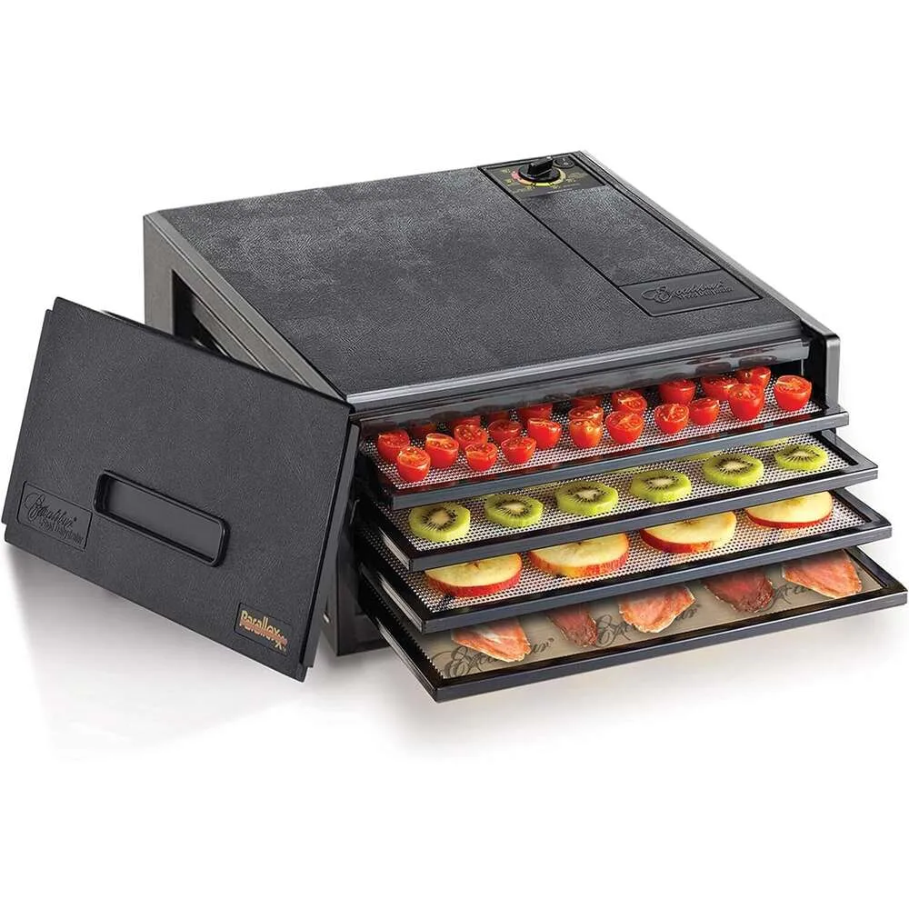 Effizienter elektrischer Lebensmittel -Dehydrator mit 9 Schalen, 600 -W -Strom und elegantem schwarzem Design - Erhalten Sie Obst, Gemüse und Fleisch mühelos