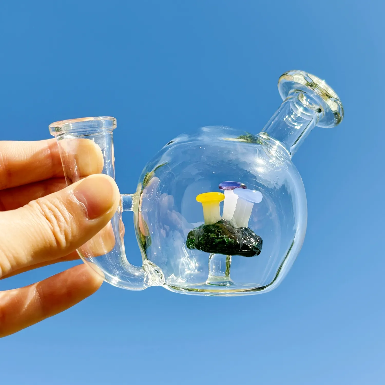 Mini -glas Bong Mushroom Percolator Filter Hookah Dab Rig Recycler Water Bongs Bubbler Dikke zware rookleidingen met 14 mm kom