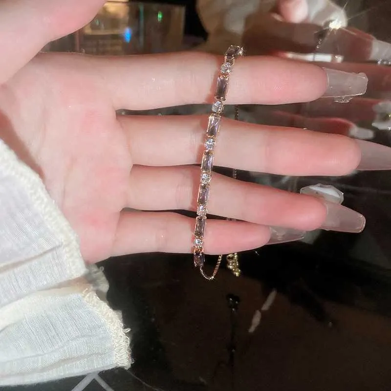 Adjustable Coloured Zircon Bangle Bracelet For Women Korean Style_voghion.com