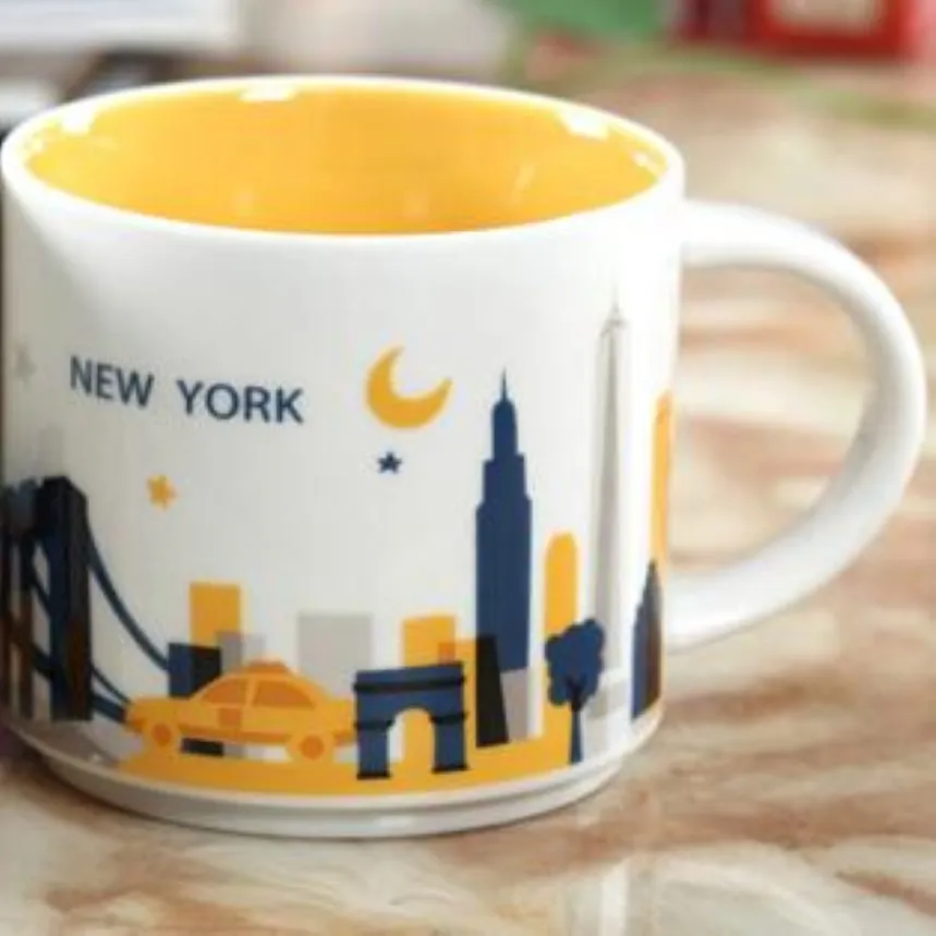 14オンスキャパシティセラミックTtarbucks City Mug American Cities Best Coffee Mug Cup Original Box New York City 265Q