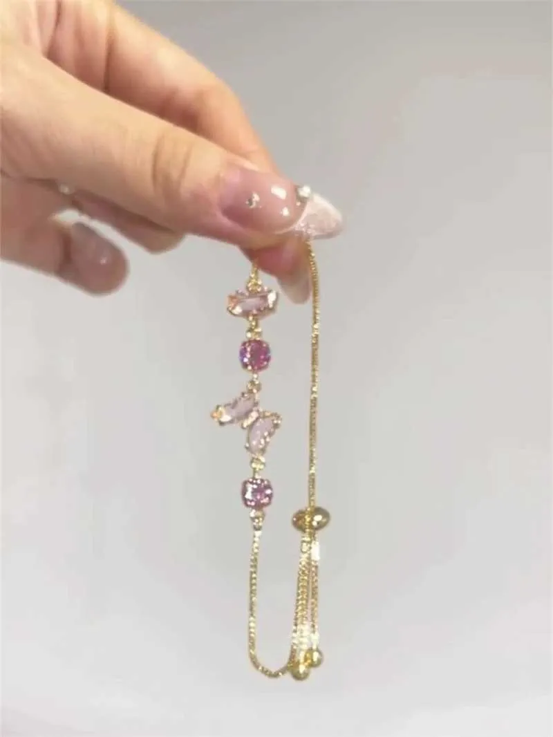 Bracciale farfalla regolabile con cristallo oro per donna_voghion.com