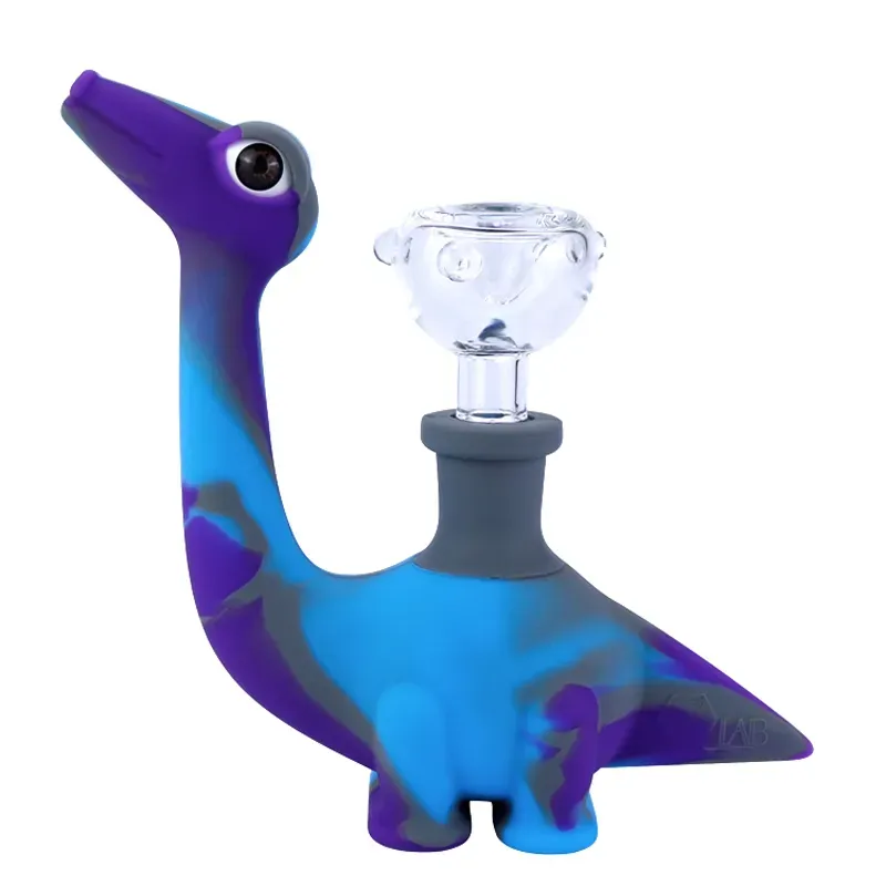 Cool Dinosaur 5inches Silicone Smoking Pipes Tobacco Oil Burner Dab Rigs Animal Hand Pipe For Dry Herbal with Glass Heady Beaker Bong