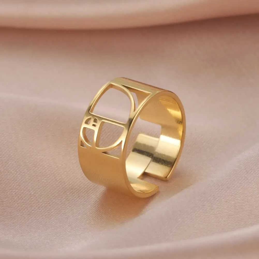 Eheringe Skyrim Fibonacci Spiralverhältnis Ringe für Frauen Männer Edelstahl Gold Farbe Verstellbare Geometrie Mathematik Finger Ring Schmuck Geschenke