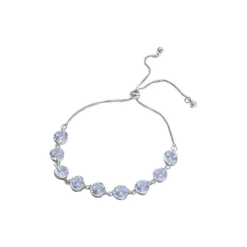 Crystal Zircon Bracelet For Women Adjustable Shiny Silver Plated_voghion.com