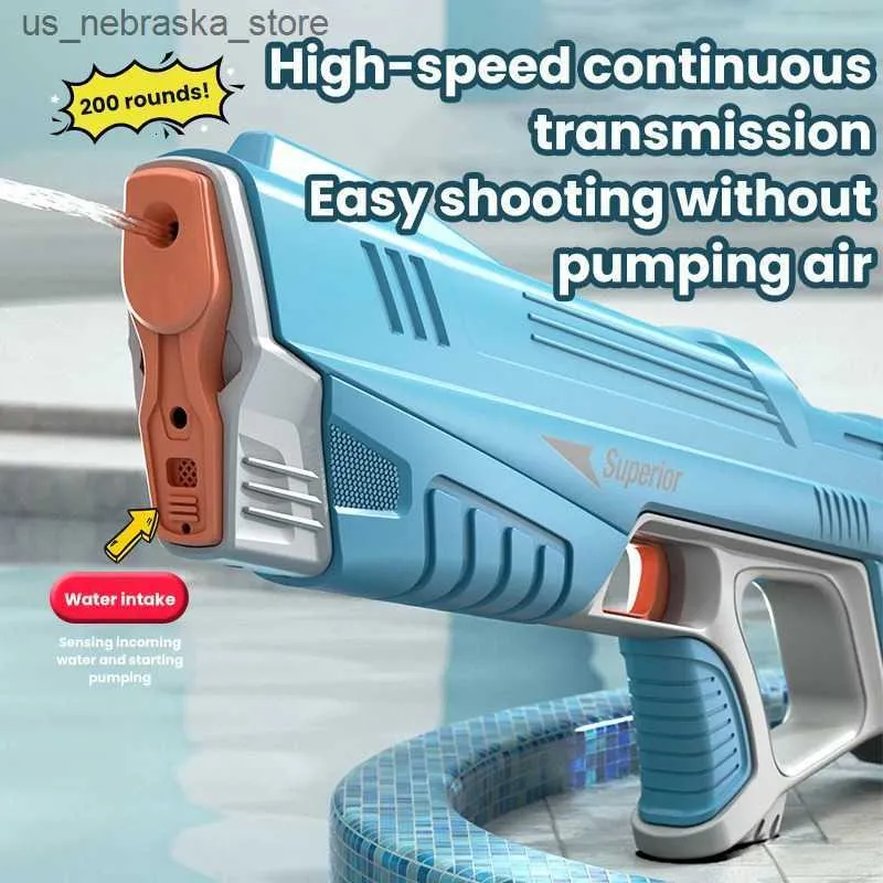 Sabbia gioco d'acqua divertente pistola elettrica completamente automatica pistola che tira l'assorbimento d'acqua scoppiato spiaggia giocattoli da combattimento all'aperto per bambini adulti 240418 q240408