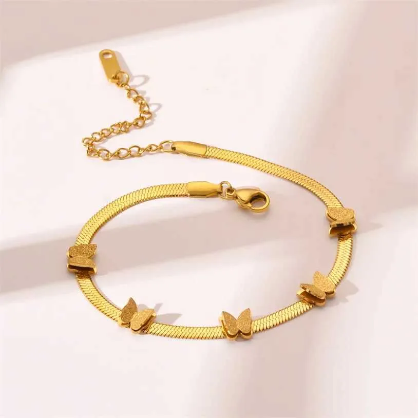 Bracelet 316l en acier inoxydable Nouvelle mode bijoux haut de gamme Soudage 5 bracelets bracelets de chaîne de serpent plat Bracelets pour femmes