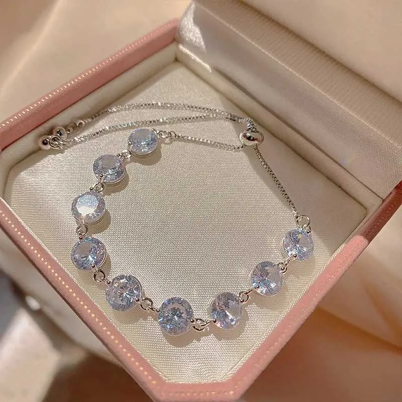 Bangle Shiny Sier Color Adjustable Crystal Zircon For Women 2024 New Fashion Platinum Plating Bracelet Jewelry Gift_voghion.com