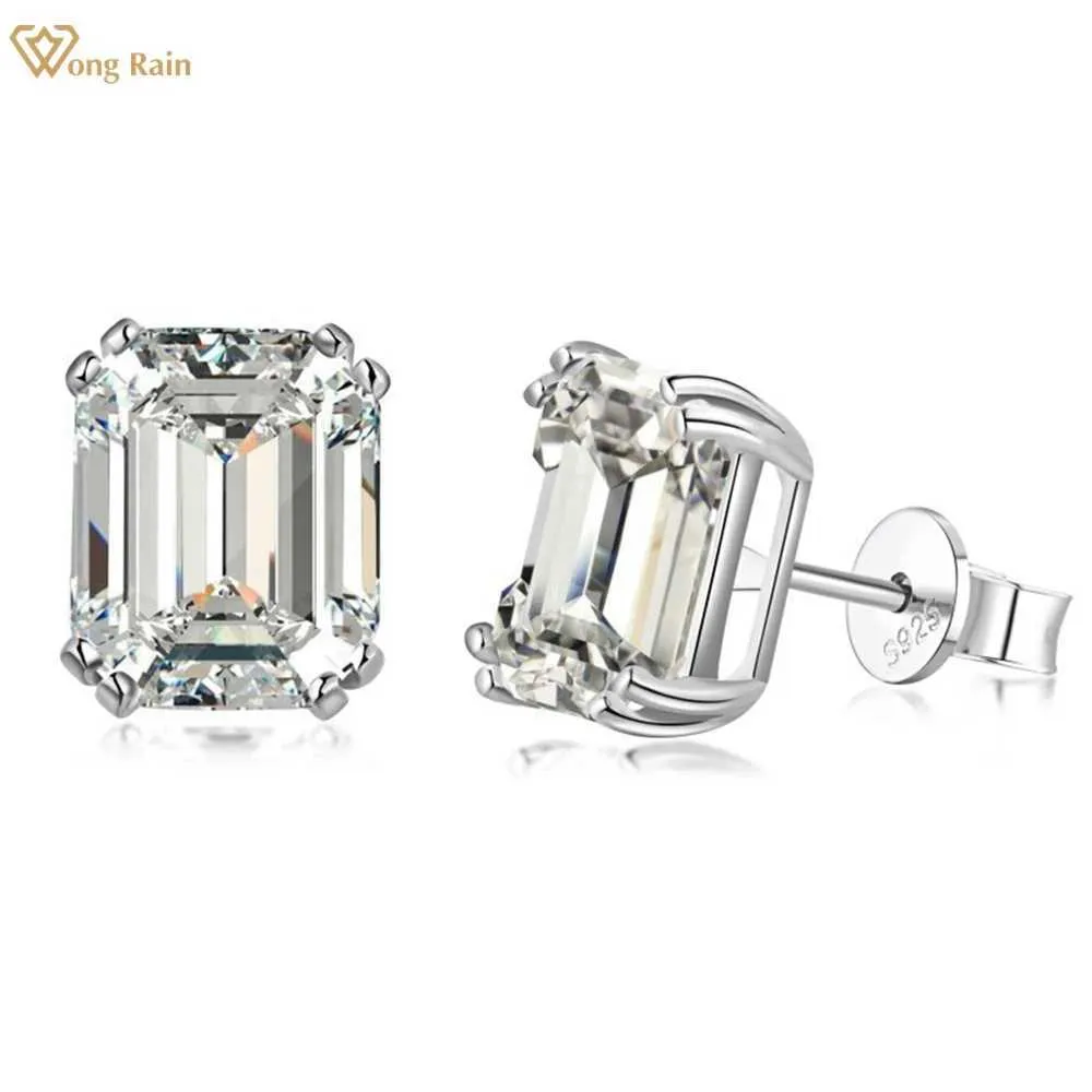 Stud Wong Rain 925 Pure Silver Jade Cut 4ct Orecchini a diamante ad alta diamante ad alta diamante Gioielli Direct Shipping Q240507