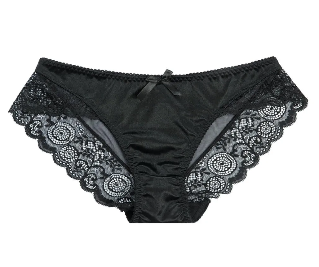 Sexe satin en dentelle PAUGNE FEMMES039S Sous-vêtements transparents transparents en dentelle transparente Tangas Soft Shiny Satin Panty T2004181030725