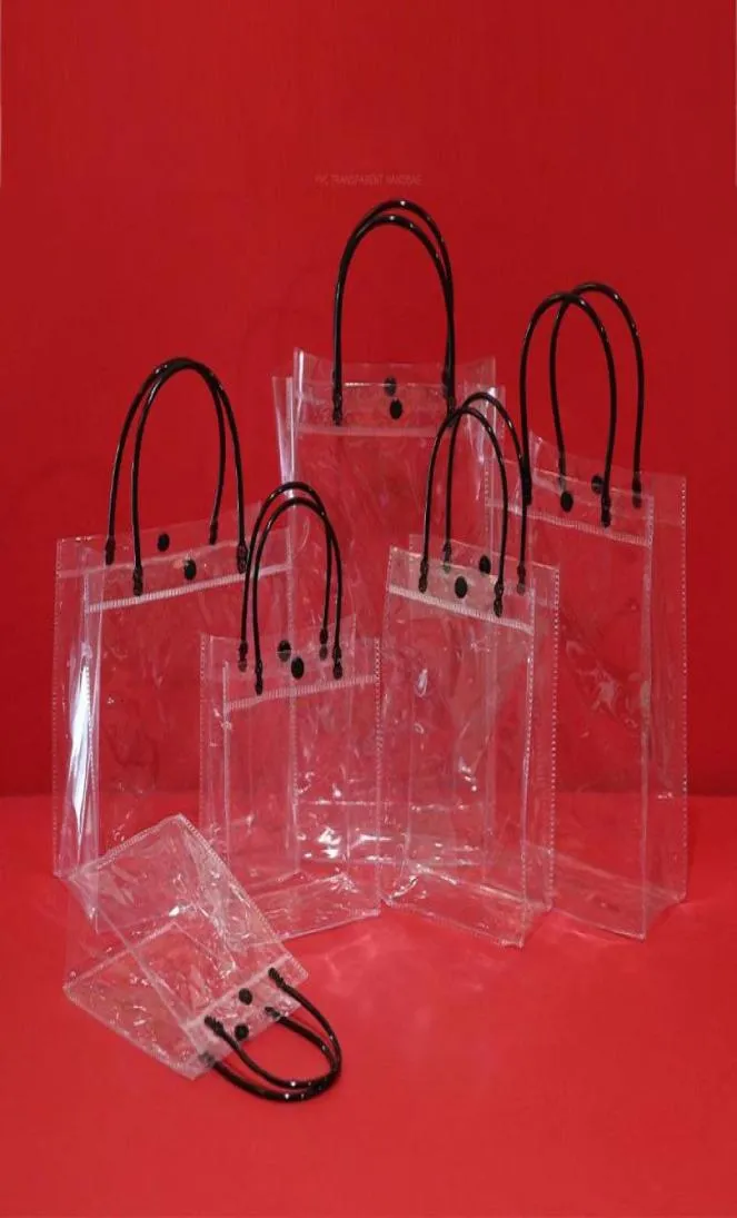 Décorations de Noël Sac fourre-tout Clear PVC pour les femmes sacs d'emballage cadeaux transparents écologiques avec des achats en plastique à main cosmeti2689193