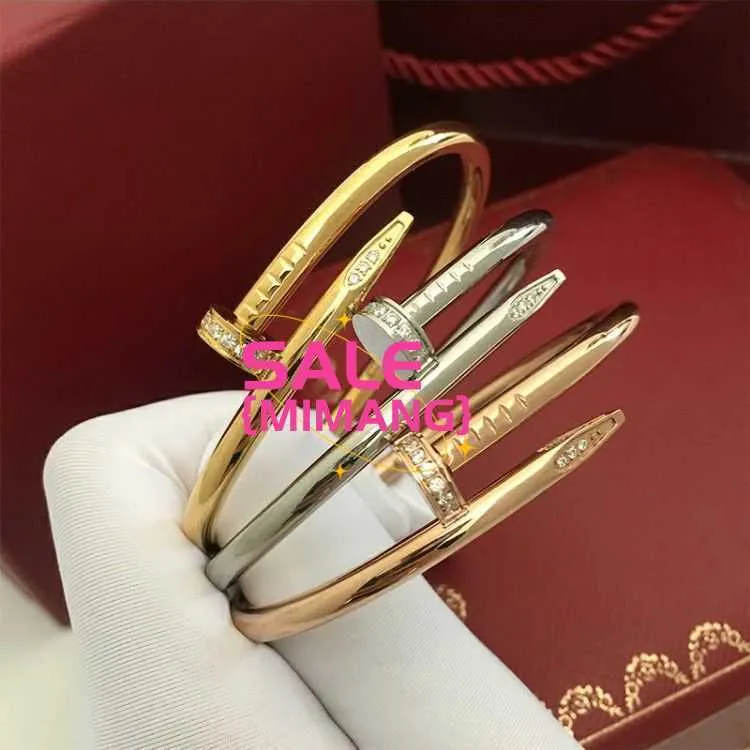 Bracelet de nail Kajia Kajia Kajia avec diamants Simple Female Couple de personnalité féminine Couple de haute qualité Incolore 18k Ordin Open OHDE