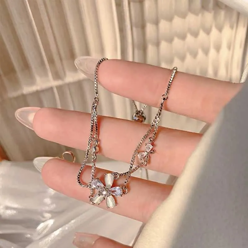Bracciale a fiore in cristallo e zirconia per donna bracciale doppio_voghion.com