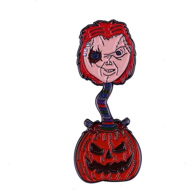 Evil Doll Chucky Pumpkin Heads Emaille Pin Klassiker Horrorfilm Kinder spielen Halloween Brosche