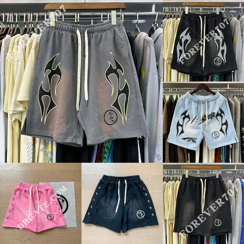 Hells Stars Designer Shorts Mens Women Krótkie na zewnątrz bieganie na plażę SWOJE SWOJE FLAME MUD MACE MOCE STARD BAWIEDOWY LUSKIE Straszne spodnie chłopcy i dziewczęce spodnie