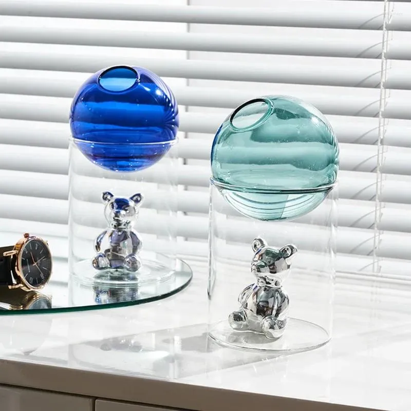 Vases Creative Bear Glass Vase Home Decoration Accessoires de décoration de salon moderne Couleur Couleur transparent Hydroponic